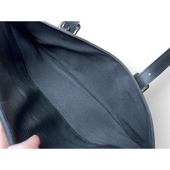 LOUIS VUITTON Segur MM Epi Segur MM Black Leather Shoulder Bag Satchel Silver LV - Picture 14 of 16